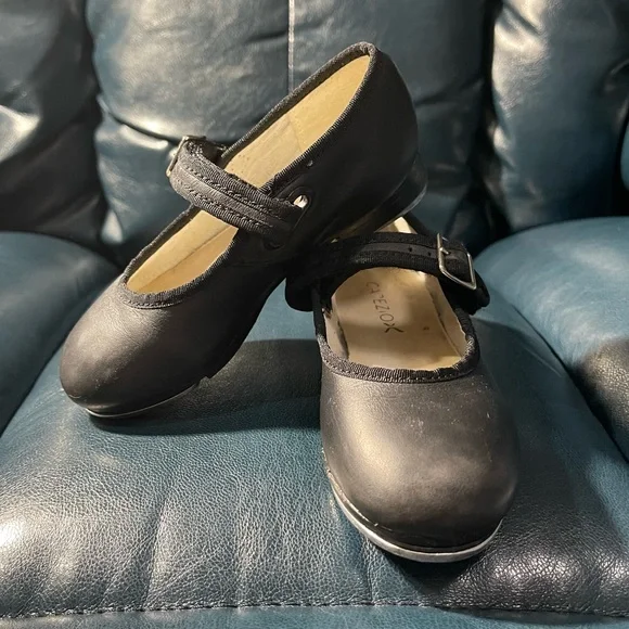 Capezio Black Leather Tap Shoes - GC - Size 9.5 - Picture 4 of 8